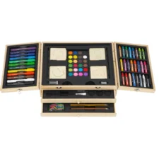 Zestaw artystyczny dla dzieci do malowania i rysowania 196 elementów + Drewniana Walizka