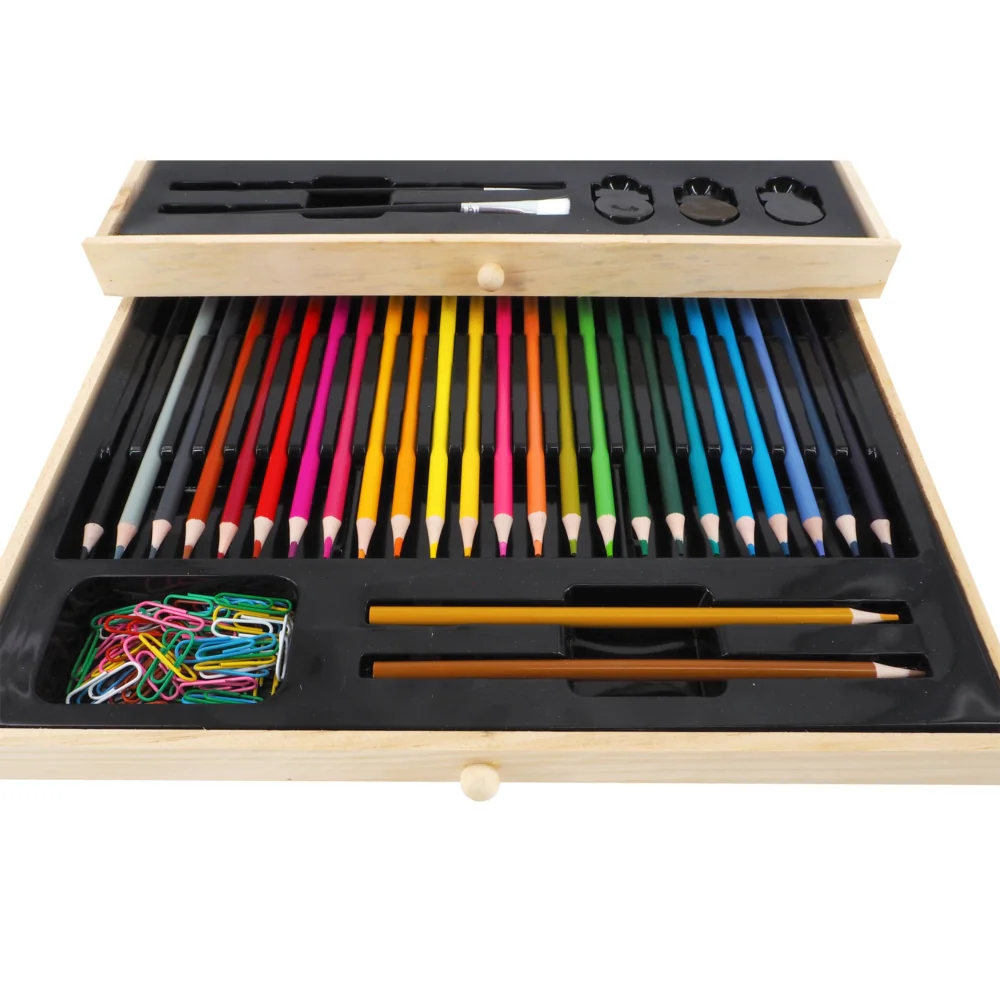 Zestaw artystyczny dla dzieci do malowania i rysowania 196 elementów + Drewniana Walizka Zestaw artystyczny dla dzieci do malowania i rysowania 196 elementów + Drewniana Walizka