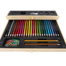 Zestaw artystyczny dla dzieci do malowania i rysowania 196 elementów + Drewniana Walizka