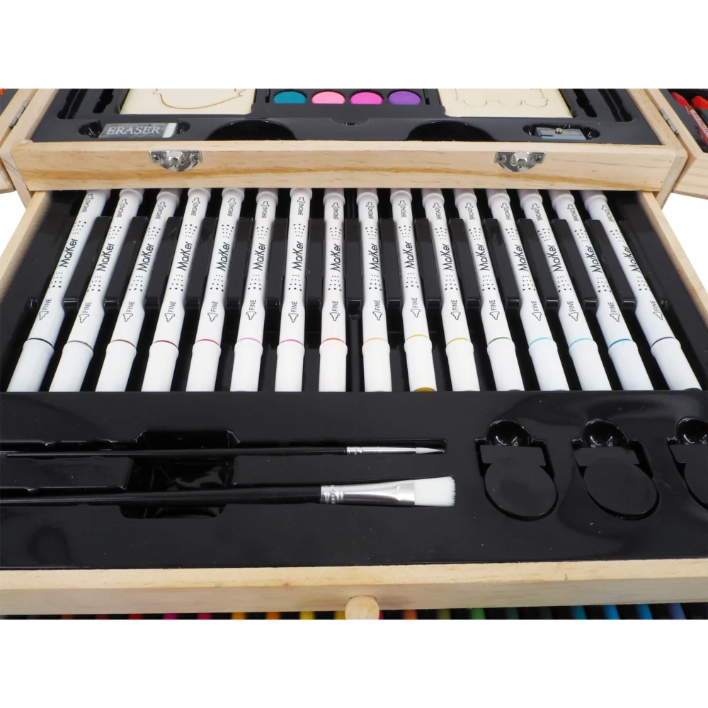 Zestaw artystyczny dla dzieci do malowania i rysowania 196 elementów + Drewniana Walizka Zestaw artystyczny dla dzieci do malowania i rysowania 196 elementów + Drewniana Walizka