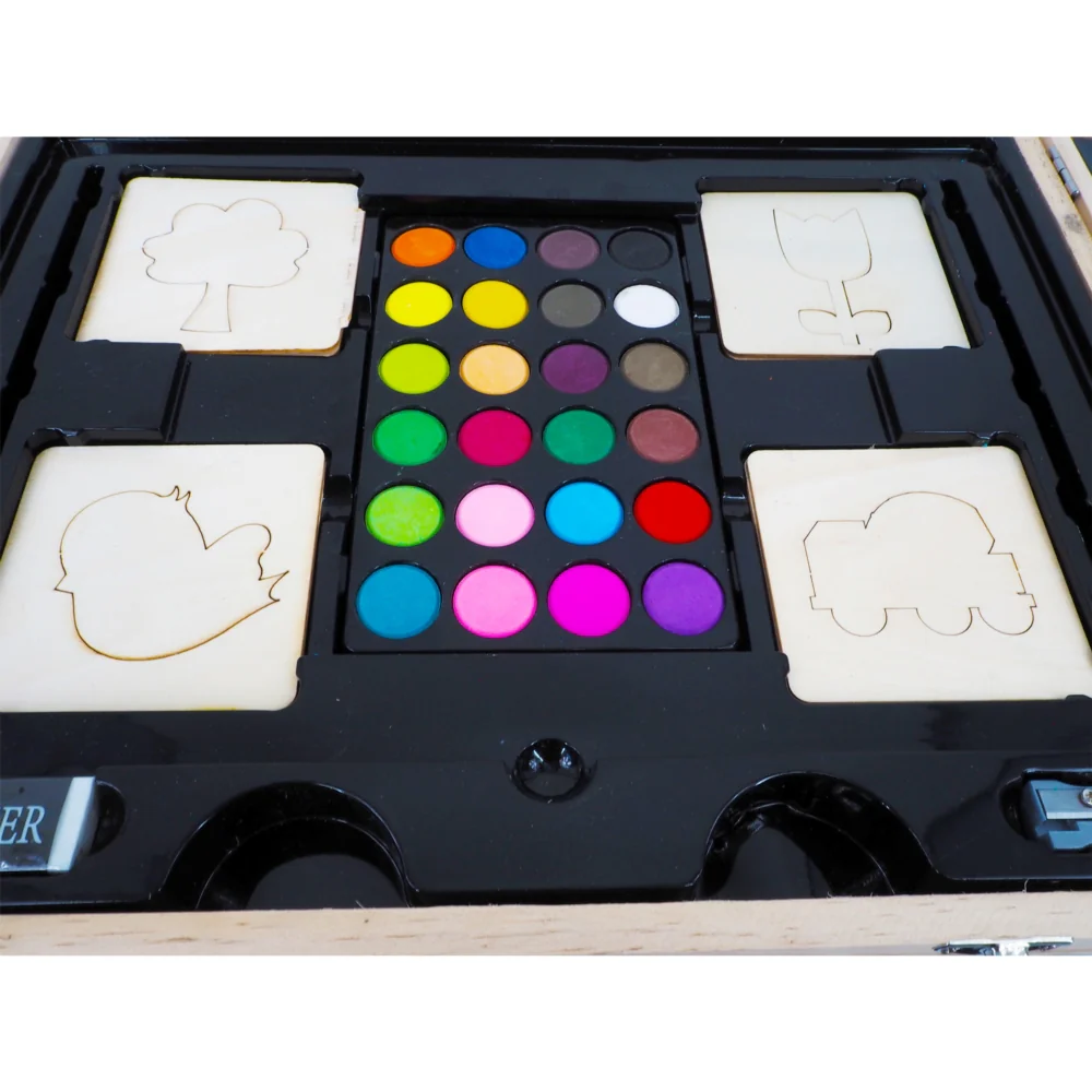 Zestaw artystyczny dla dzieci do malowania i rysowania 196 elementów + Drewniana Walizka Zestaw artystyczny dla dzieci do malowania i rysowania 196 elementów + Drewniana Walizka