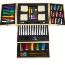 Zestaw artystyczny dla dzieci do malowania i rysowania 196 elementów + Drewniana Walizka