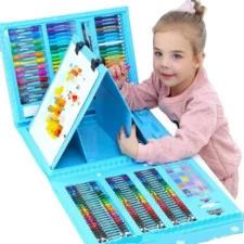 Zestaw artystyczny dla dzieci do malowania i rysowania 208 elementów Niebieski + Walizka