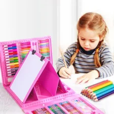 Zestaw artystyczny dla dzieci do malowania i rysowania 208 elementów Różowy + Walizka