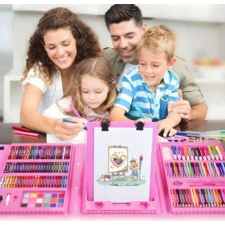 Zestaw artystyczny dla dzieci do malowania i rysowania 208 elementów Różowy + Walizka