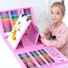 Zestaw artystyczny dla dzieci do malowania i rysowania 208 elementów Różowy + Walizka