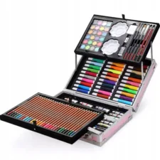 Zestaw artystyczny dla dzieci do malowania i rysowania 145 elementów Różowy + Walizka