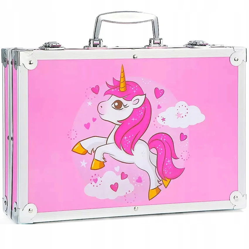 Zestaw artystyczny dla dzieci do malowania i rysowania 145 elementów Różowy + Walizka