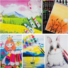 Zestaw artystyczny dla dzieci do malowania i rysowania 145 elementów Różowy + Walizka