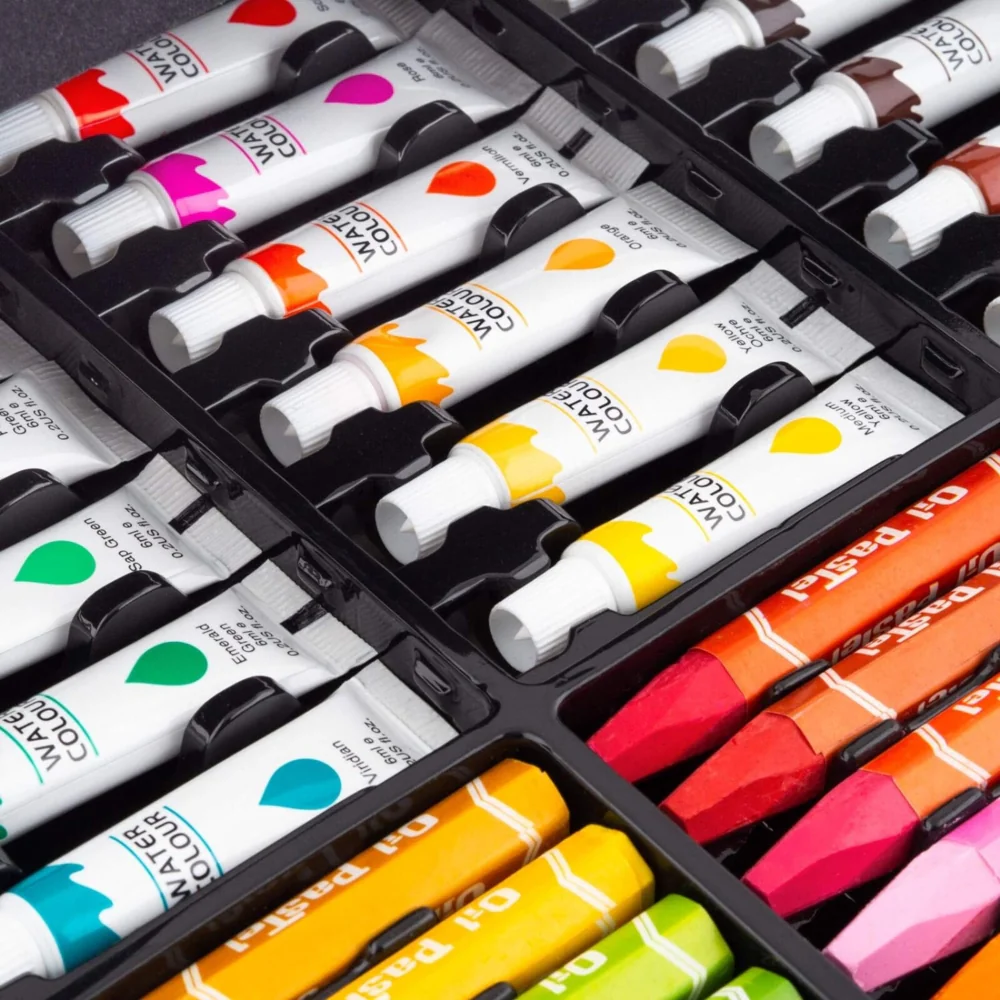 Zestaw artystyczny dla dzieci do malowania i rysowania 145 elementów Różowy + Walizka