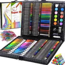 Zestaw artystyczny dla dzieci do malowania i rysowania 208 elementów Czarny + Walizka