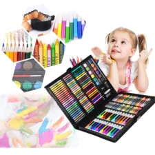 Zestaw artystyczny dla dzieci do malowania i rysowania 208 elementów Czarny + Walizka