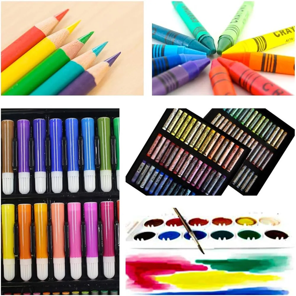 Zestaw artystyczny dla dzieci do malowania i rysowania 208 elementów Czarny + Walizka