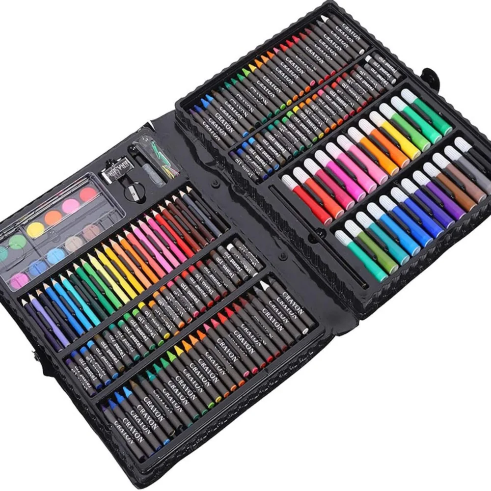 Zestaw artystyczny dla dzieci do malowania i rysowania 208 elementów Czarny + Walizka