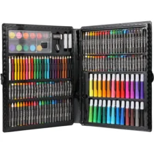 Zestaw artystyczny dla dzieci do malowania i rysowania 208 elementów Czarny + Walizka