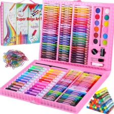 Zestaw artystyczny dla dzieci do malowania i rysowania 208 elementów Różowy + Walizka
