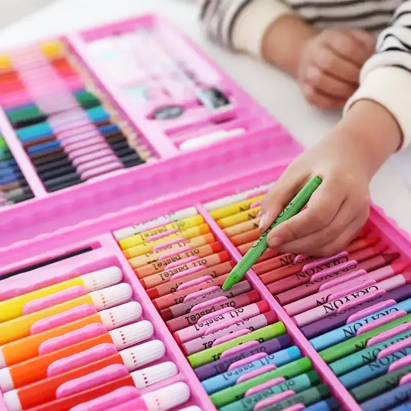 Zestaw artystyczny dla dzieci do malowania i rysowania 208 elementów Różowy + Walizka