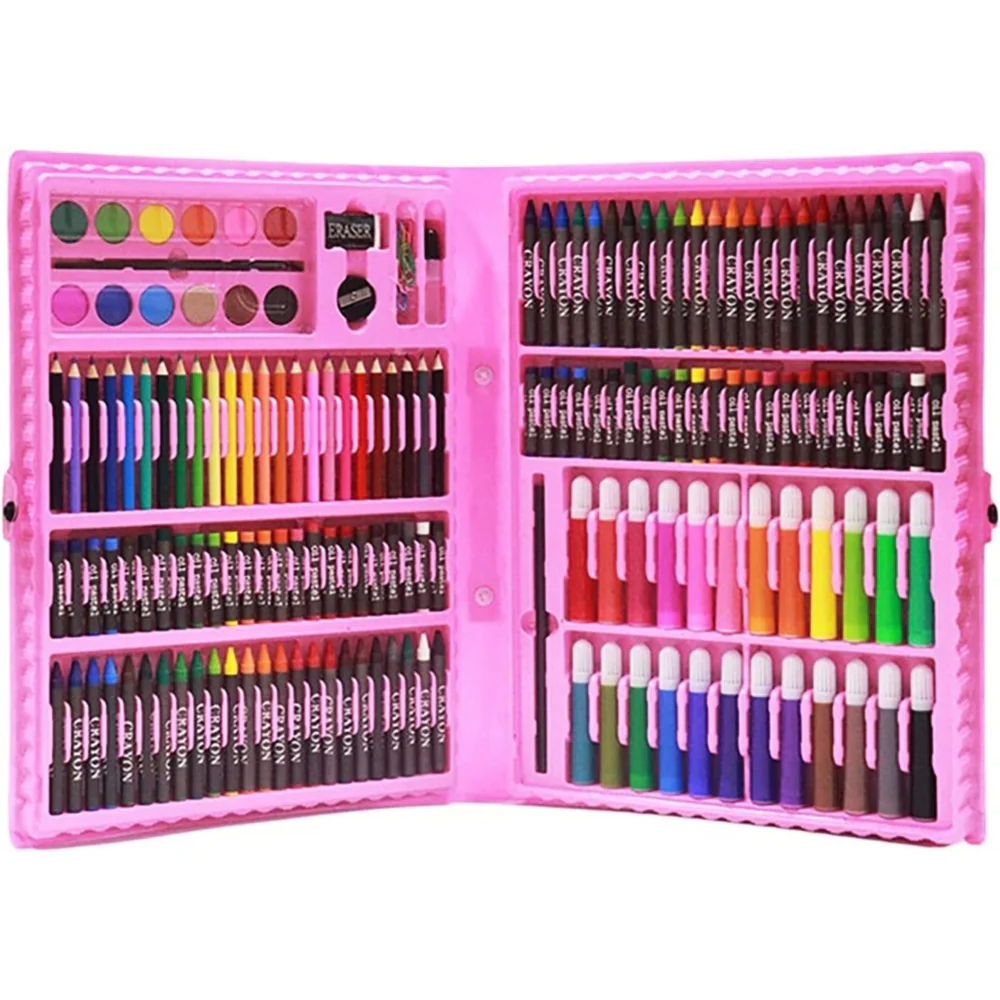 Zestaw artystyczny dla dzieci do malowania i rysowania 208 elementów Różowy + Walizka