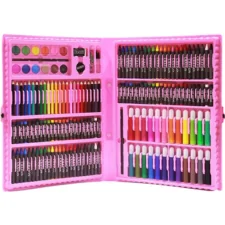 Zestaw artystyczny dla dzieci do malowania i rysowania 208 elementów Różowy + Walizka