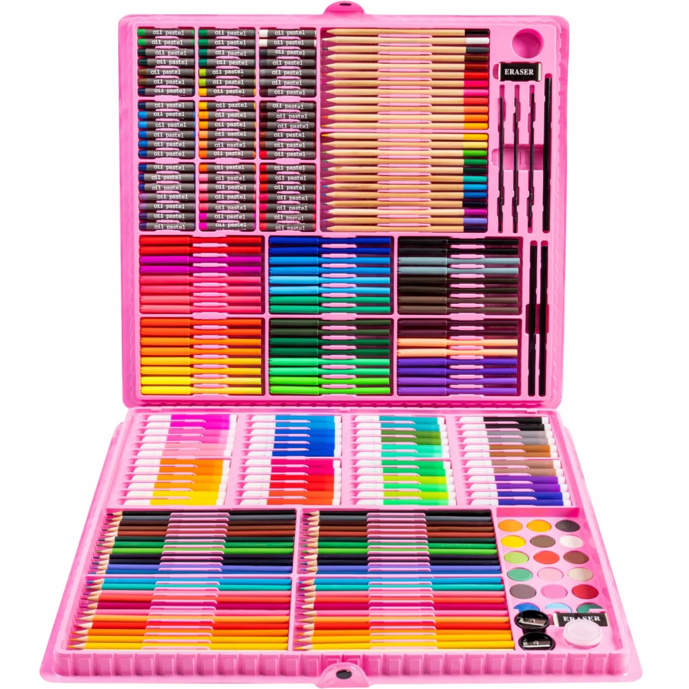 Zestaw artystyczny dla dzieci do malowania i rysowania 298 elementów Różowy + Walizka Zestaw artystyczny dla dzieci do malowania i rysowania 298 elementów Różowy + Walizka