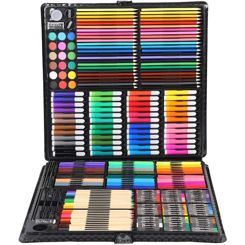 Zestaw artystyczny dla dzieci do malowania i rysowania 298 elementów Czarny + Walizka Zestaw artystyczny dla dzieci do malowania i rysowania 298 elementów Czarny + Walizka