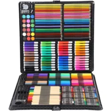 Zestaw artystyczny dla dzieci do malowania i rysowania 298 elementów Czarny + Walizka