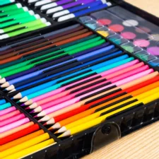 Zestaw artystyczny dla dzieci do malowania i rysowania 298 elementów Czarny + Walizka