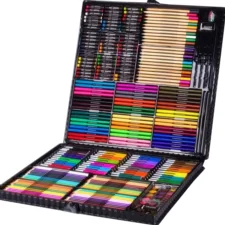 Zestaw artystyczny dla dzieci do malowania i rysowania 298 elementów Czarny + Walizka