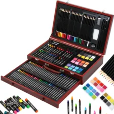 Zestaw artystyczny dla dzieci do malowania i rysowania 186 elementów + Drewniana Walizka