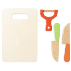 Zestaw drewnianych warzyw i owoców do krojenia