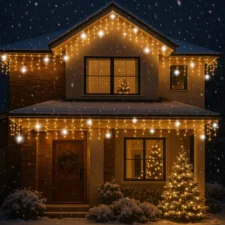 Sople lampki świąteczne zewnętrzne IP44 20m 500LED Biały Ciepły + FLASH Zimny