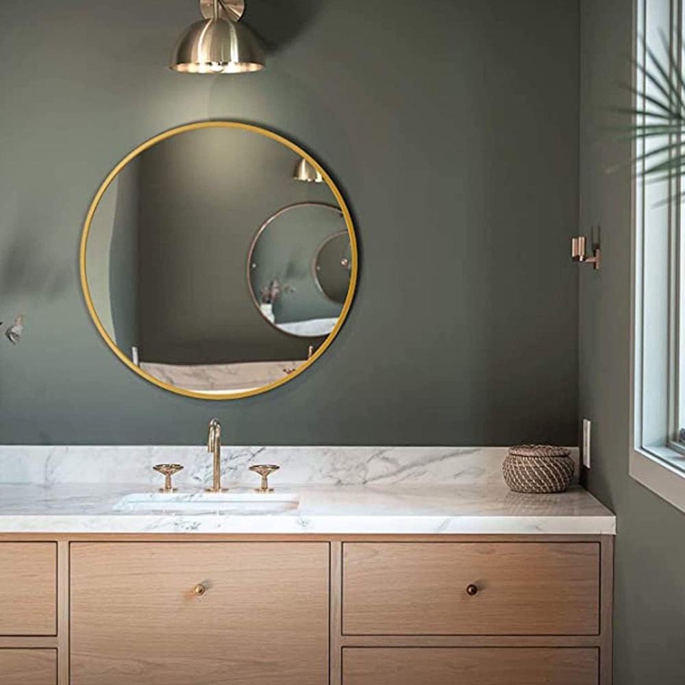 Lustro okrągłe do zawieszenia na ścianę Złote 60cm Lustro okrągłe do zawieszenia na ścianę Złote 60cm