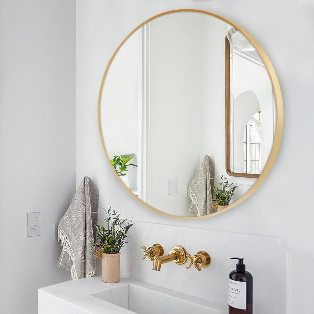 Lustro okrągłe do zawieszenia na ścianę Złote 60cm Lustro okrągłe do zawieszenia na ścianę Złote 60cm