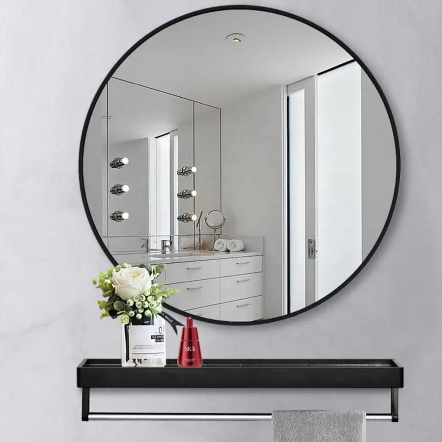 Lustro okrągłe do zawieszenia na ścianę Czarne 50cm Lustro okrągłe do zawieszenia na ścianę Czarne 50cm