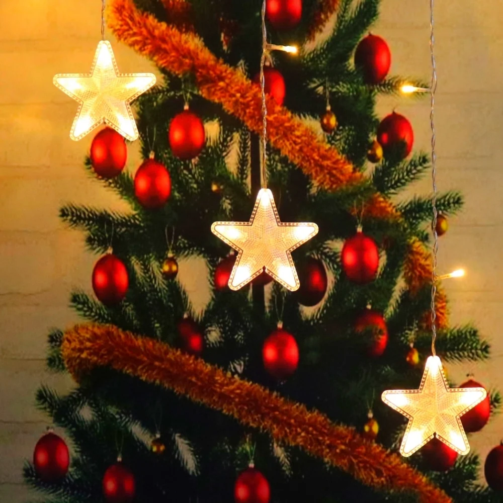 Kurtyna świetlna lampki świąteczne LED w Gwiazdki 70LED IP44 Biały Ciepły