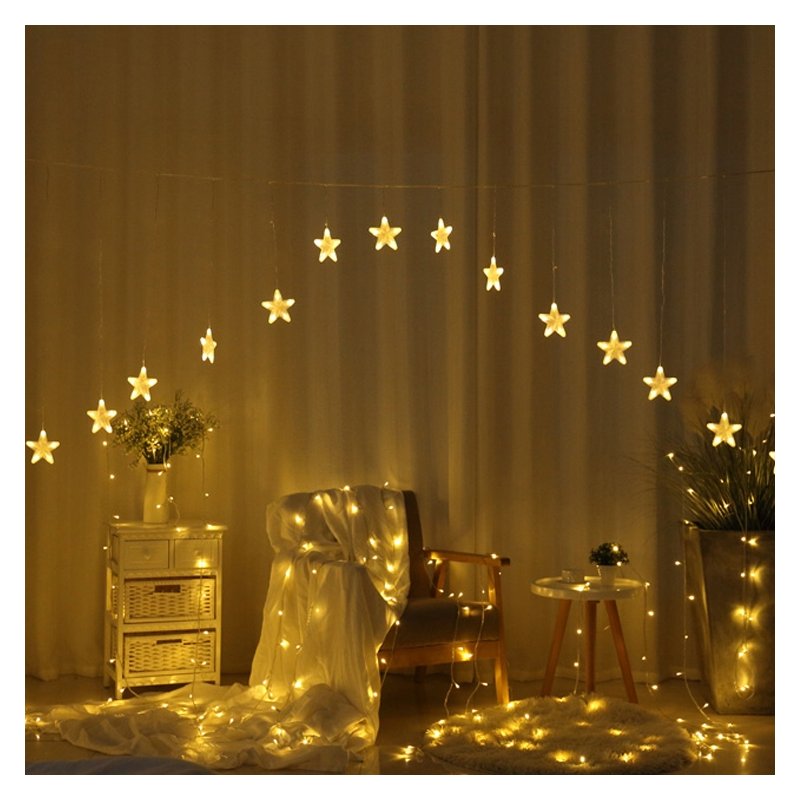 Girlanda 70LED kurtyna Śnieżynki Biały Ciepły