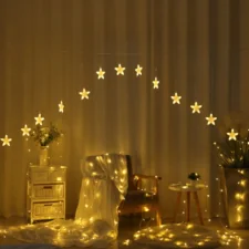 Kurtyna świetlna lampki świąteczne LED w Gwiazdki 70LED IP44 Biały Ciepły