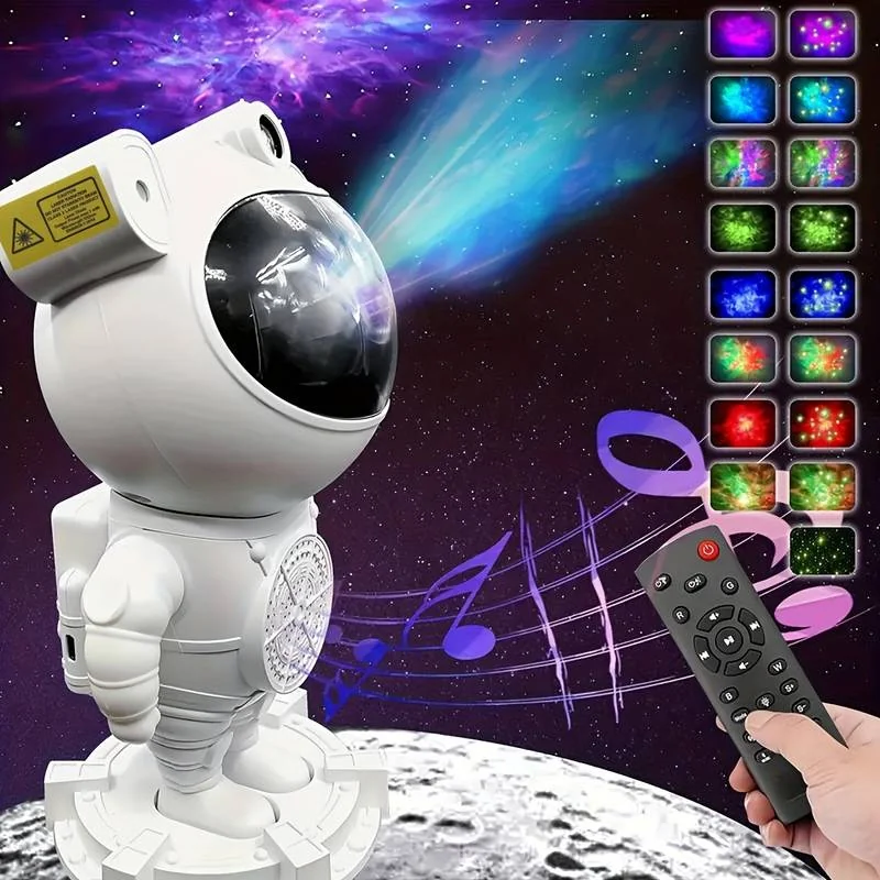 Projektor nebuli i księżyca lampka nocna Astronauta z głośnikiem + Pilot