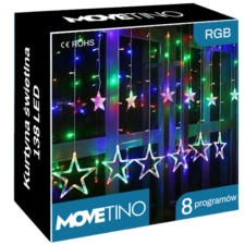 Kurtyna świetlna lampki świąteczne LED w Gwiazdki 120LED IP20 Multikolor