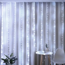 Kurtyna świetlna druciki LED w formie Zasłon Świetlnych 300LED Biały Zimny