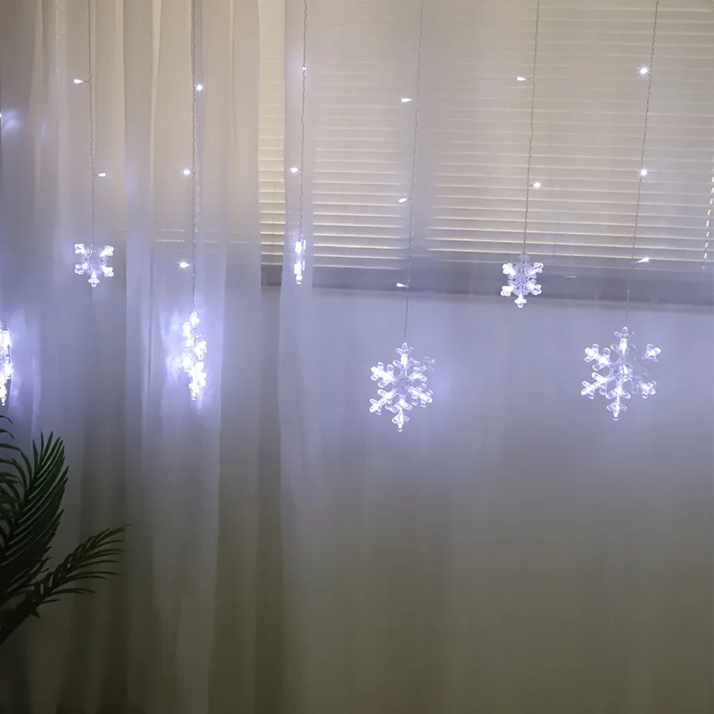 Kurtyna świetlna lampki świąteczne LED w Śnieżynki 120LED IP44 Biały Zimny