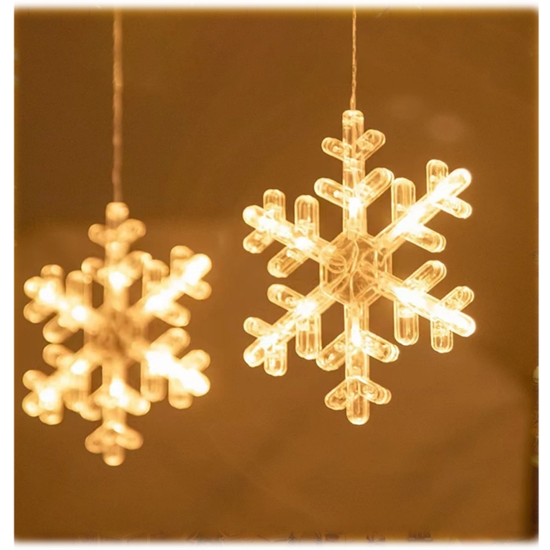 Kurtyna świetlna lampki świąteczne LED w Śnieżynki 120LED IP44 Biały Ciepły