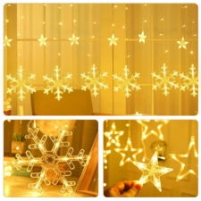 Kurtyna świetlna lampki świąteczne LED w Śnieżynki 120LED IP44 Biały Ciepły