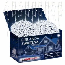 Sople lampki zewnętrzne 100LED 5m IP44 Biały Zimny