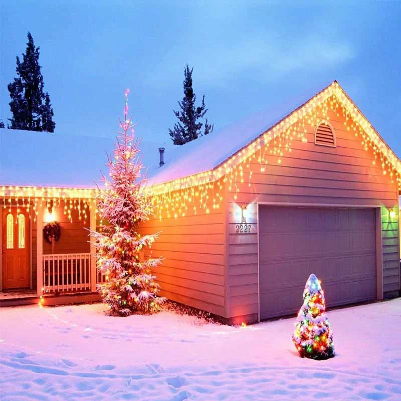 Sople lampki zewnętrzne 200LED 7,5m IP44 Biały Ciepły