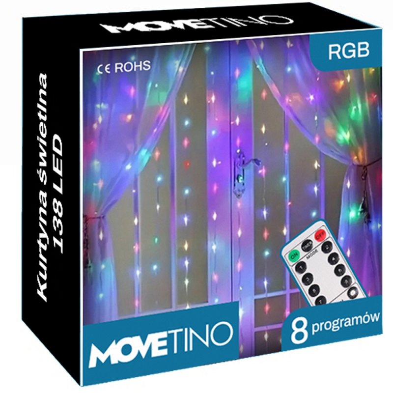 Kurtyna świetlna druciki LED w formie Zasłon Świetlnych 300LED Multikolor