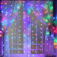 Kurtyna świetlna druciki LED w formie Zasłon Świetlnych 300LED Multikolor