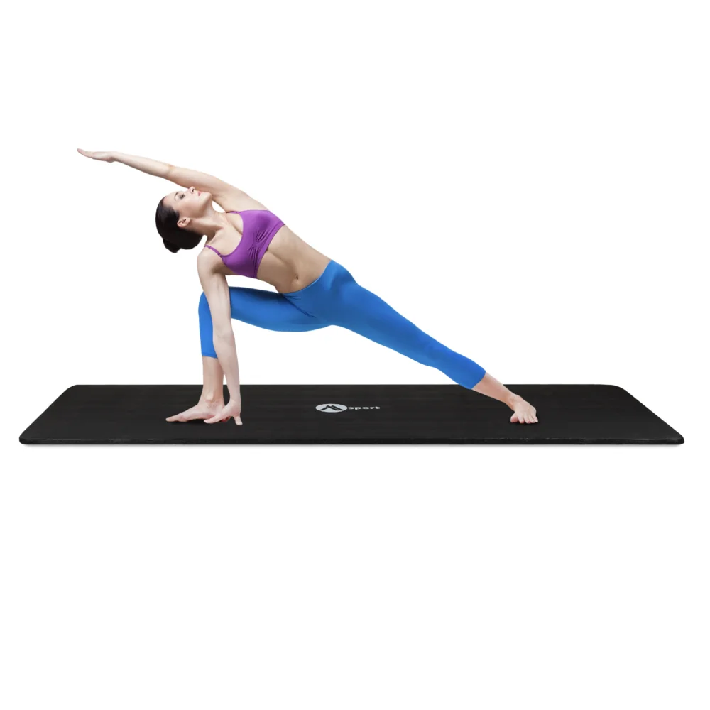 Mata antypoślizgowa do ćwiczeń, fitness lub jogi NBR Czarna 183x61x1,5cm