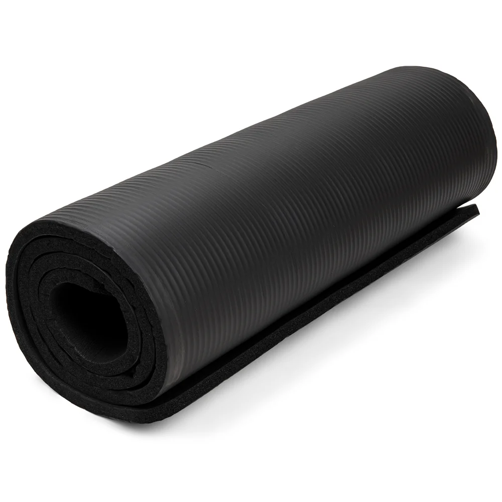 Mata antypoślizgowa do ćwiczeń, fitness lub jogi NBR Czarna 183x61x1,5cm