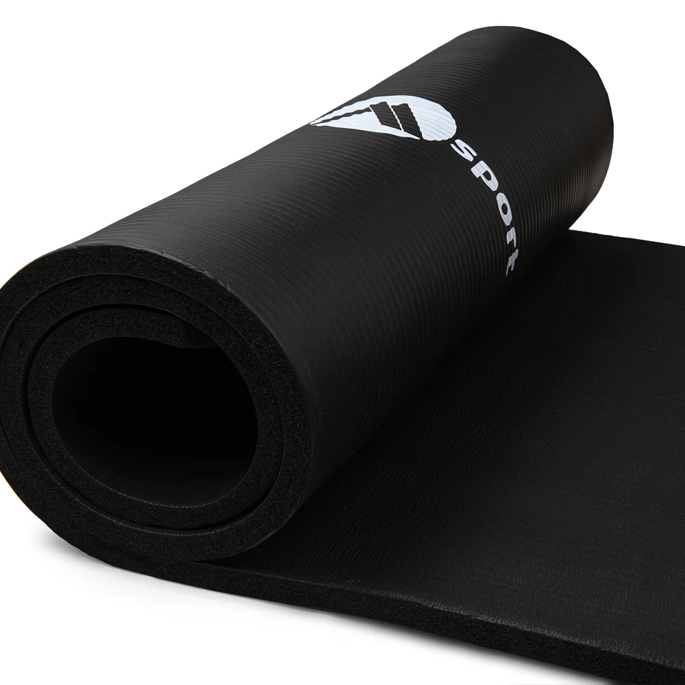 Mata antypoślizgowa do ćwiczeń, fitness lub jogi NBR Czarna 183x61x1,5cm